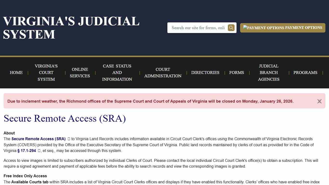 Secure Remote Access (SRA) Virginia Court System
