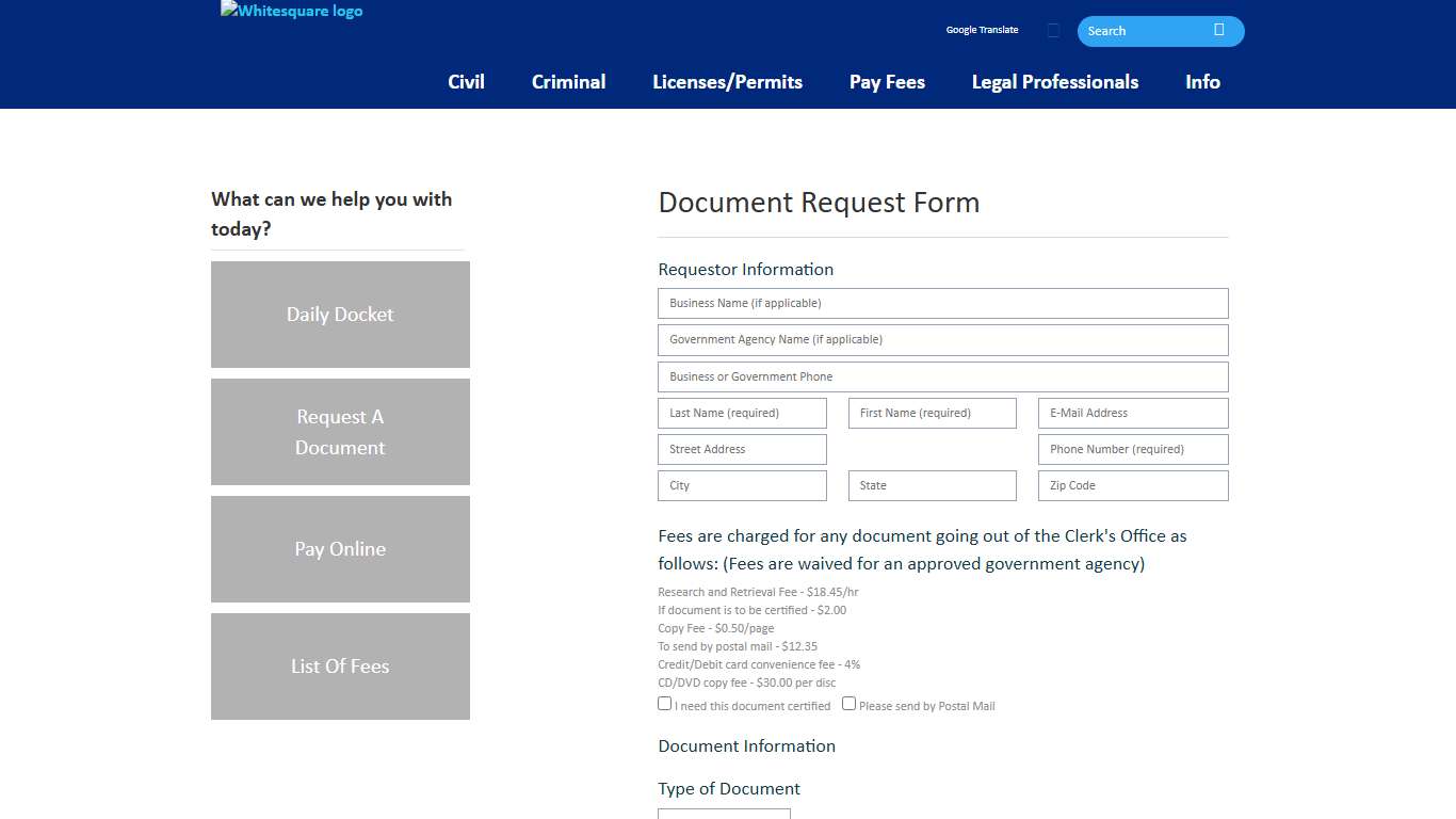 Document Request Form - Norfolk Circuit Court Clerk’s Office